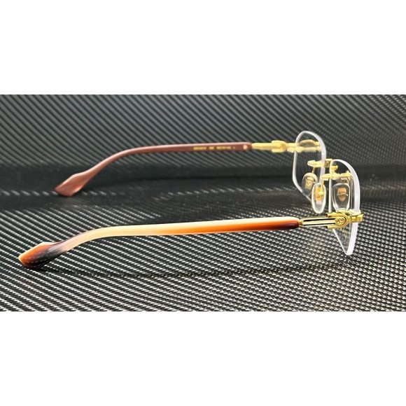 Gucci Gold Trim Brown Men's Eyeglasses - Picture 4 of 5